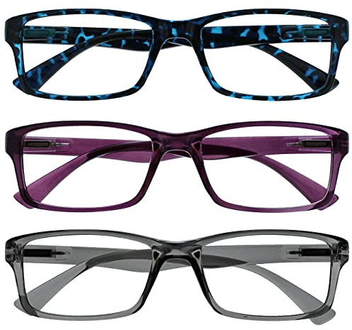 OPULIZE Pep Occhiali da Lettura, Blu Tartaruga/Porpora/Grigio, +1,00 Diottrie Unisex