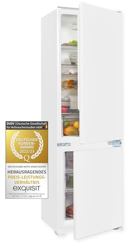 Exquisit Einbau-Kühl-Gefrierkombination EKGC270-70-E-040E | Einbaugerät | Schlepptürmontage | 249 l Nutzinhalt | Weiß
