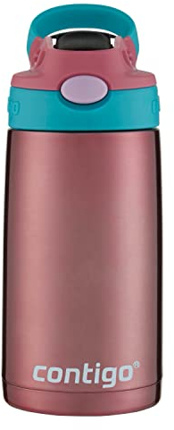 Contigo Kinder-Wasserflasche aus Edelstahl mit automatischem Auslauf-Strohhalm, 368 ml, Stanzer