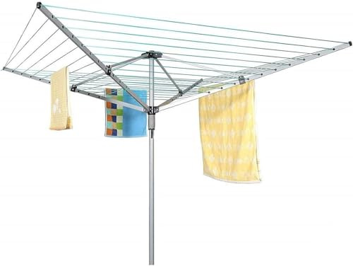 BPIL Rotary Washing Line - Heavy Duty 4 Arm Outdoor Clothes Airer - 40/50/60M Portable Washing Line Dryer with Metal Ground Spike and Waterproof Protective Cover (50m)