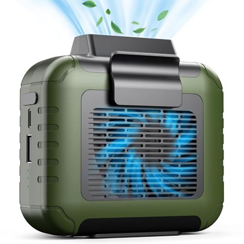 Yeedie Portable Mini Waist Fan Rechargeable with 23H Working Time, 6200 RPM Strong Airflow, 3 Speed Levels, Belt Shirt Fan Clip on Waist Portable Cooling device for Blue Collar,Outdoor Working,Jobsite