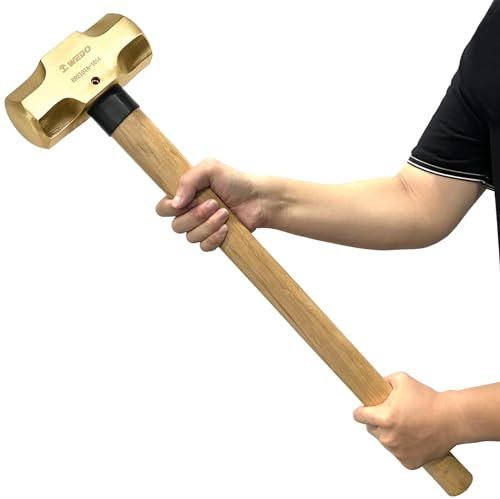 WEDO Martello a mazza (5400g/12lb),mazza con manico in legno,Maza,lunghezza 800mm,Martello da fabbro de ottone e rana morta una volta sola per lavori di demolizione