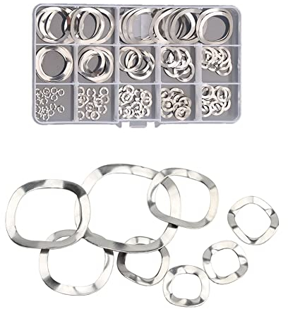 CONPHERON 145 Pièces Rondelle Ondulée, Rondelles Ressort en Acier Inoxydable M3 M4 M5 M6 M8 M10 M12 M16 M19 M23 M25 M27