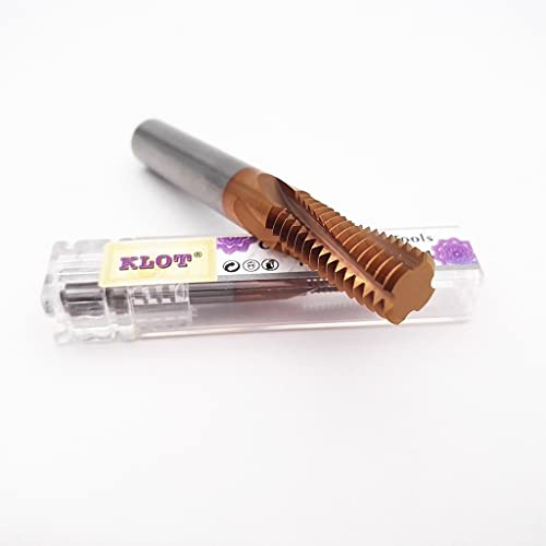 KLOT AlTiN Coated Solide Carbide Pipe Thread Milling Cutter BSP/BSPT/NPT/NPTF 1/16 1/8 1/4 3/8 1/2 1 Threading Mill (BSP G1/8-28)