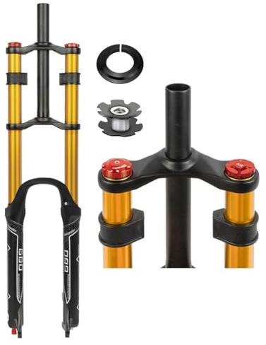 Mountain Bike Front Suspension Fork 26 27.5 29 Inch Disc Brake Air Down Hill Fork 1-1/8 Straight 1-1/2 Tapered Mtb Triple Tree Bike Fork Travel 135mm Quick Release 2440g ( Color : Gold , Size : 27.5