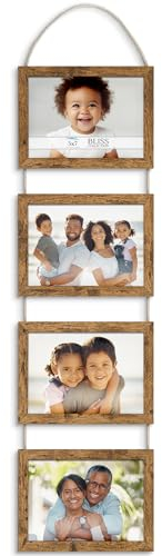 Icona Bay - 6x4 Wall Hanging Picture Frames Collage with 8 Openings - Rustic Brown, 2 Pack - Casual Style Engineered Wood Frames - Wall Mount Only - Bliss Collection