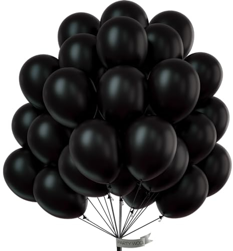 PartyWoo Black Balloons Pack of 50 12 Inch Balloons for Balloon Garland or Balloon Arch Party Decoration Birthday Decoration Wedding Decoration Baby Shower Decoration Black-Y18