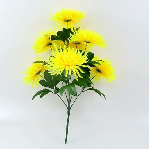 TVIVID 55 cm ny simulerad krysantemum medium tjock stam stor bukett konstgjorda blommor sju huvud krysantemum