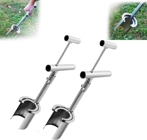 Lot de 2 planteurs de bulbes - Bêche perforée - Poignée longue - Planteur de bulbes avec poignée douce - En acier inoxydable de qualité supérieure et durable - Pour tulipes, iris, jonquilles