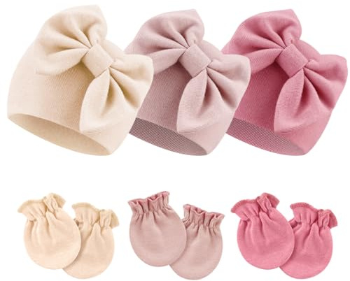 DRESHOW Sombreros y Gorras y Guantes para Bebé Recién Nacido Bebé Beanie Sombrero para Bebés Niñas Niños Gorros 0-6 Meses