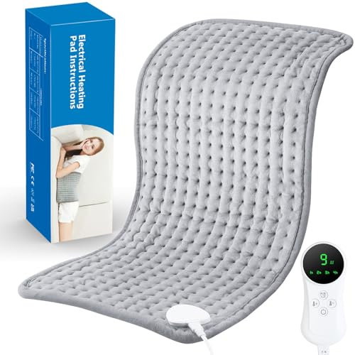 Cuscino riscaldante 30 X 60 cm Cuscino riscaldante elettrico con spegnimento automatico e 9 impostazioni di temperatura, cuscino riscaldante per schiena, collo, spalle, stomaco