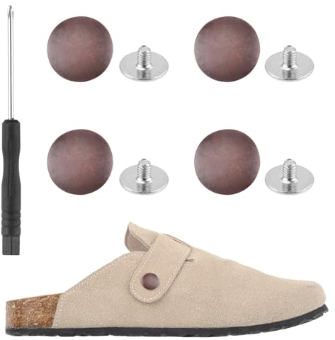 4st Ersättningsnitar för Boston Clogs-Skor, Enkel Installation Byte av Remknapp Kompatibel med Boston Footbed Clogs-Skor med Skruvmejsel och Skruvar för Kvinnor Män (Röd Brons) | Enkel installation remknapp nitar med skruvmejsel och skruvar för fotbädd träskor kvinnor män tillbehör