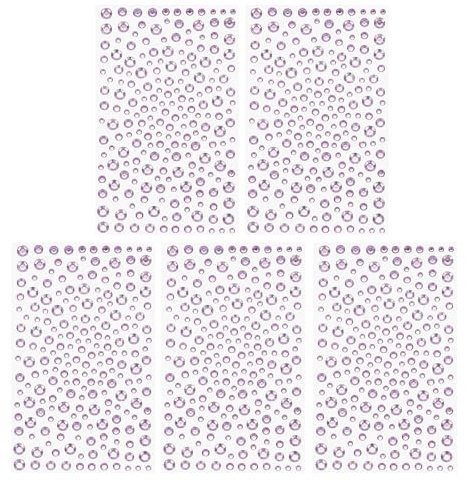 PATIKIL 1045 Piezas De Calcomanías De Gemas Acrílicas 4 Tamaños 3/4/5/6mm Rhinestones Autoadhesivas Piedras De Gema Bisutería Brillante Para Arte En Uñas Manualidades Ropa DIY Morado Claro