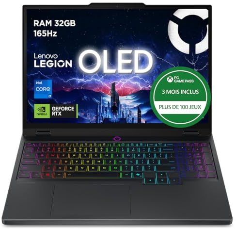 Lenovo Legion 5 15IRX10 - Ordinateur Portable Gaming 15.1'' OLED WQXGA 165Hz (Intel Core i7-13650HX, RAM 32Go, SSD 1To, NVIDIA RTX 5070 8GB, Windows 11) Clavier rétroéclairé AZERTY Français - Noir