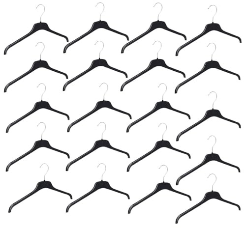 Zarviczonia Premium Clothes Hanger, Heavy-Duty Black Plastic Coat Hangers with Notches – 45cm (17.5 inches) Strong, Durable, and Space-Saving for Adult Clothing Storage (20)