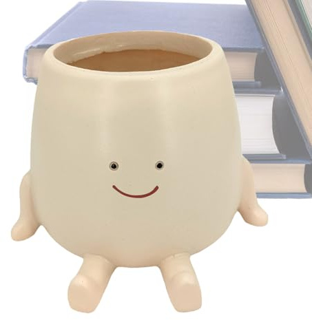 Fioriera a forma di testa – Vaso seduto in resina, stile viso, pianta creativa con look moderno per decorazioni da giardino, scrivania per piantare, regali per gli amanti delle piante, costruzione