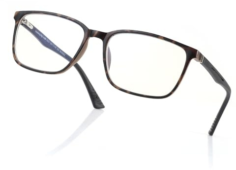 ZENOTTIC Blue Light Glasses,Reading Glasses for Men Square TR Frame Anti Glare Sport Computer Glasses Tortoise 2 Dioptres