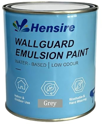 Hensire Exterior Wall Paint - 17oz Light Grey Water-Based Paint for Concrete, Cement, Brick, Mansory & Stone, Low Odor Waterproof Paint for Wall Outdoor