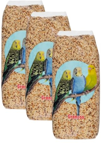 Granzoo Alimento Premium para Periquitos y Agapornis, Mezcla de Semillas, 3 Bolsas x 1 kg, Total 3 kg