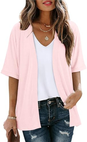 Magritta Lightweight Cardigans for Womens Kimono Casual Loose Short Sleeves Open Front Long Cardigan Sweaters Summer Jacket Boho Beach Cover Ups | Casual Loose Kimono Cardigans, Open Front Long Cardigan Sweaters, Summer Jacket Boho Beach Cover Ups