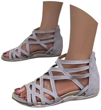 Generisch Sandalias de verano para mujer con correa a la moda, puntera abierta, caña baja, transpirables, cómodas para vacaciones, uso diario