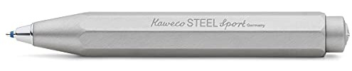 Kaweco STEEL SPORT Kugelschreiber I Premium Business Kuli aus hochwertigem Edelstahl I Edler Taschen-Kugelschreiber mit Herzkurvenmechanik I Robuster Druckkugelschreiber 10,5 cm