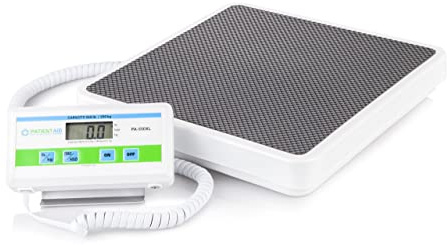 Medical Grade Floor Scale - Portable - Easy to Read Digital Display - Heavy Duty - Home, Hospital & Physician Use - Pound & Kilogram Settings - 12 x 12.5 Platform - 550 lb Limit by Patient Aid