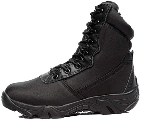 LiliChan Bota de Combate táctico Militar Ultraligero de 8 Pulgadas para Hombre con Cremallera Lateral (45 EU, Negro)