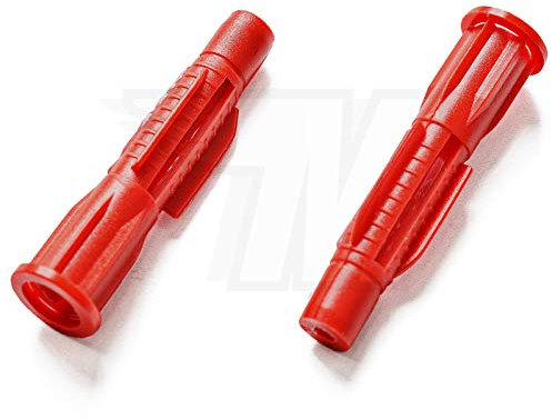100 x Universal Dowels for Solid Building Material Hollow Building Material in Red/Grey with Collar, red