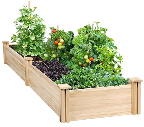 Yaheetech 8×2ft Wooden Horticulture Raised Garden Bed Divisible Elevated Planting Planter Box for Flowers/Vegetables/Herbs in Backyard/Patio Outdoor, Natural Wood, 95 x 25 x 11in