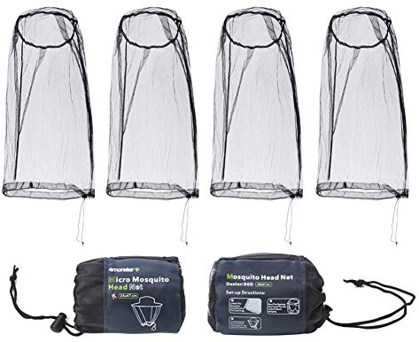 4Monster Mosquito Head Net Hat, Ultra Large, Extra Fine Holes, Insect Netting, Bug Face Shield, Soft Durable Fly Screen, Protection for Outdoor Lover, with Carry Bag Black