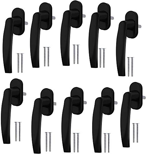 Poignée de fenêtre en aluminium de qualité PALMAT | pour les fenêtres/portes à battants et coulissantes | Ouverture vers l'intérieur ou vers l'extérieur (10, Noir)