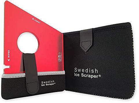 CHICHL Swedish Ice Scraper - 6mm Dark Red with Neoprene Holder and Sleeve for Car Windshield