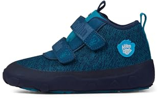 Affenzahn Übergangsschuh Knit Happy wasserdicht atmungsaktiv vegan mit Kaltfutter, Klettverschlüssen und Rutschfester Sohle Größe 21-32 Bär - Blau