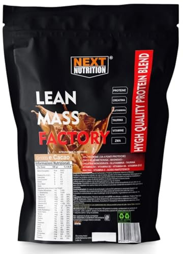 Proteine Aumento Massa Muscolare Gainer LEAN MASS FACTORY Gr 1000 Gusto Vaniglia Con Creatina Glutammina Taurina ZMA Vitamine Senza aspartame Recupero Muscolare