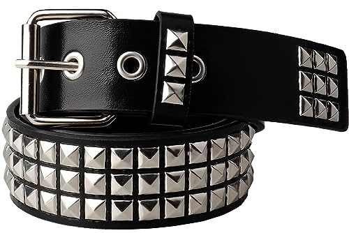 RUILAIBO Studded Belt Metal Punk Rock Rivet Belts for Women/Men Grommet Pyramid Goth (S for 30-35'')