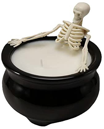 INIFLM Halloween-Dekoration, Halloween-Skelett-Kerzen, Totenkopf-Kerzen, Skelett-Design mit Milchbad, Vintage-Bauernhaus-Gothic-Dekoration, Geeignet für Familien-Urlaubsfeiern Im Innenbereich(#1)