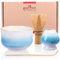 Goodwei Matcha Set komplett mit Matchabesen, Matcha Löffel und Matcha Schale aus Keramik mit Besenhalter im passenden Design | Kunstvoll gefertigte Teeschale Chawan (Rindō, 80)
