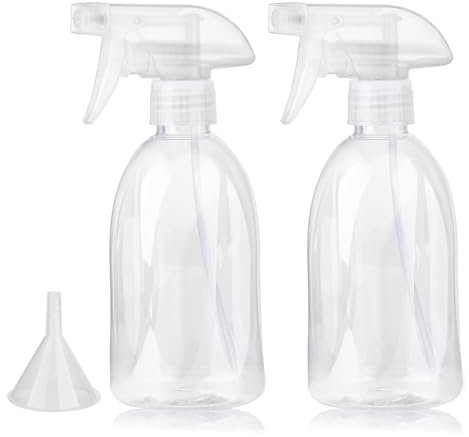 Bynccea 400ml Empty Spray Bottle Plastic Bottles, Clear Plant Mister Water Spray Bottle, Reusable Adjustable Nozzle Mist/Stream Water Spray Bottles for Cleaning Solutions, Plants, Hair