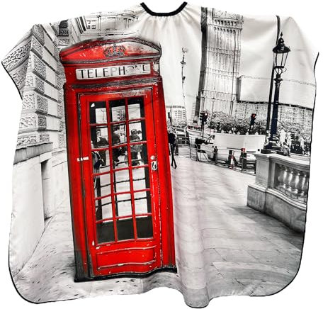 Gabri Professional Barber Cape Gown - Premium Hairdressing Cape for Hair Salon - Waterproof Hair Cutting Capes and Gowns for Barber Shops (London Pattern, 160cm (L) x 140cm (W))