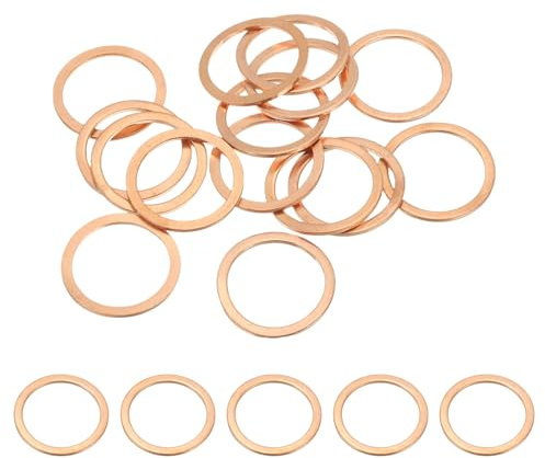 PATIKIL M24 Rondelle Piatte in Rame Anello di Tenuta, 15pz Guarnizione Tenuta Piatta Metrica Giunto Torico Guarnizioni per Viti Bullone Tappi Coppa Olio, 24mm ID 30mm OD 1,5mm Spessore