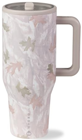 HydroJug Traveler - 32 oz Water Bottle with Handle & Flip Straw - Fits in Cup Holder, Leak Resistant Tumbler-Reusable Insulated Stainless Steel & Rubber Base - Gifts for Women & Men, Camo