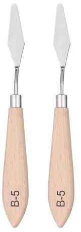 QUARKZMAN 2pz Coltello a Paletta per Pittura 7,28 Lama in Acciaio Inox Spatola Coltello per Palette Design Manico in Legno Faggio per Olio Acrilico Tavolozza Colori