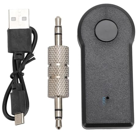 Receptor Bluetooth para Automóvil, Adaptador Bluetooth Auxiliar para Automóvil, Adaptador Inalámbrico de Automóvil Bluetooth AUX de 3,5 Mm para Parlantes de Auriculares Estéreo