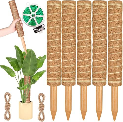 Support pour plantes de 40 cm de long en tiges de mousse, support Monstera, bâton de mousse pour plantes grimpantes, tige en mousse de coco pour plantes en pot, tiges d'escalade empilables pour