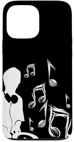 DJ con tocadiscos y partituras, drum and bass, techno Carcasa para iPhone 13 Pro Max