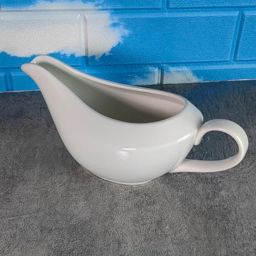 White Porcelain Gravy Boat, 532ml Capacity-Perfect Addition to Your Holiday Table