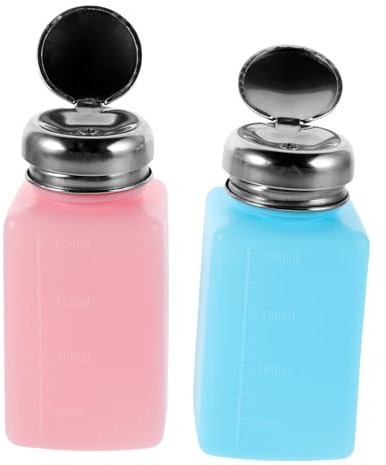Zerodeko 2pcs Push-Type Static Refillable Bottle Solvent Press Down Pump Alcohol Dispenser Bottle Empty Refillable for Travel Use