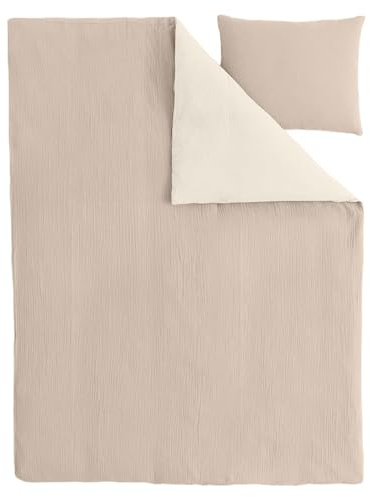 Sranin Musselin Bettwäsche Kinderbettwäsche 100x135 cm | 2-teiliges Set aus 100% Baumwolle mit Kissenbezug 40x60 cm | Atmungsaktiv & mit Reißverschluss, ideal als Baby Bettwäsche (Honigbeige)