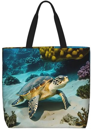 Grand sac fourre-tout imprimé tortue de mer pour femme, sac à main décontracté pour l'extérieur, vacances, week-end, voyage, cadeaux